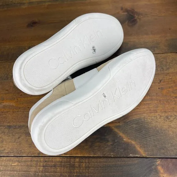 Calvin Klein Glenti Casual Sneakers Men's Size 7.5 Khaki Cream Tan White