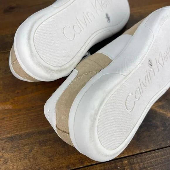 Calvin Klein Glenti Casual Sneakers Men's Size 7.5 Khaki Cream Tan White