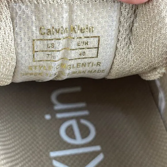 Calvin Klein Glenti Casual Sneakers Men's Size 7.5 Khaki Cream Tan White