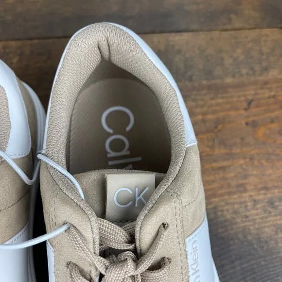 Calvin Klein Glenti Casual Sneakers Men's Size 7.5 Khaki Cream Tan White