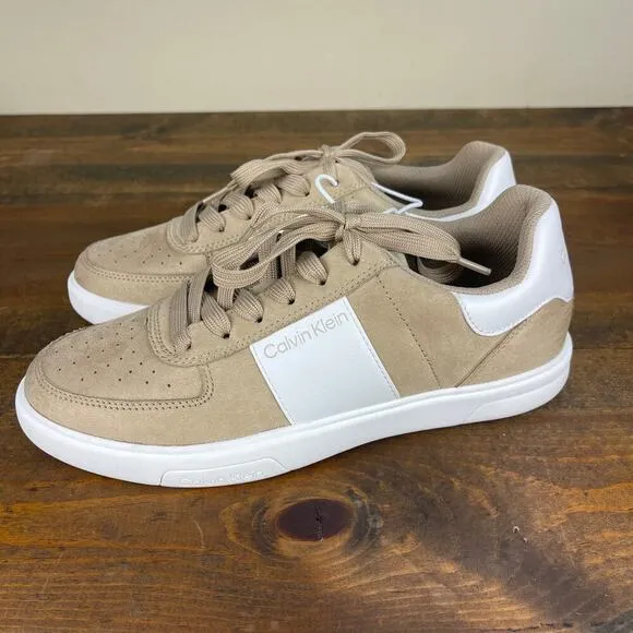Calvin Klein Glenti Casual Sneakers Men's Size 7.5 Khaki Cream Tan White