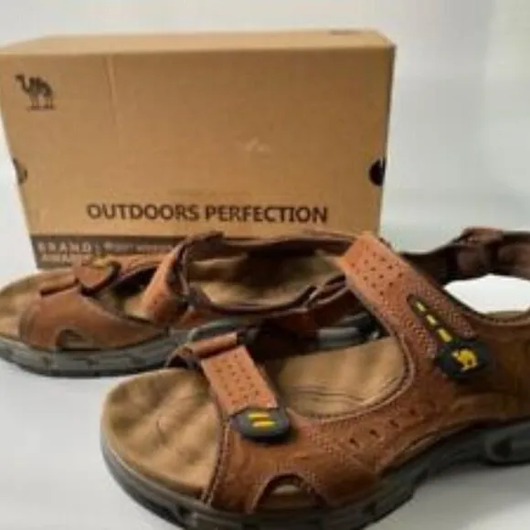 CAMEL CROWN Men Leather Sandals for Outdoor Hiking Walking Beach Sports Size 11