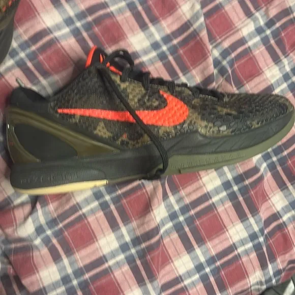 Camouflage and Red Athletic Sneakers