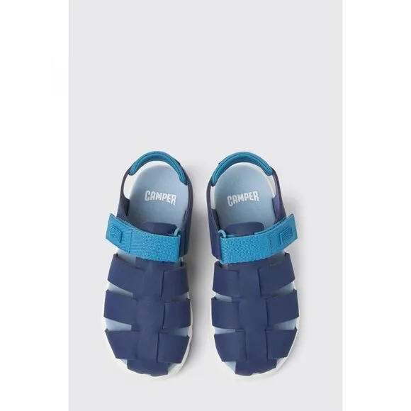 Camper Pelotas Sandals Hook and Loop Closure Kids Blue Footwear