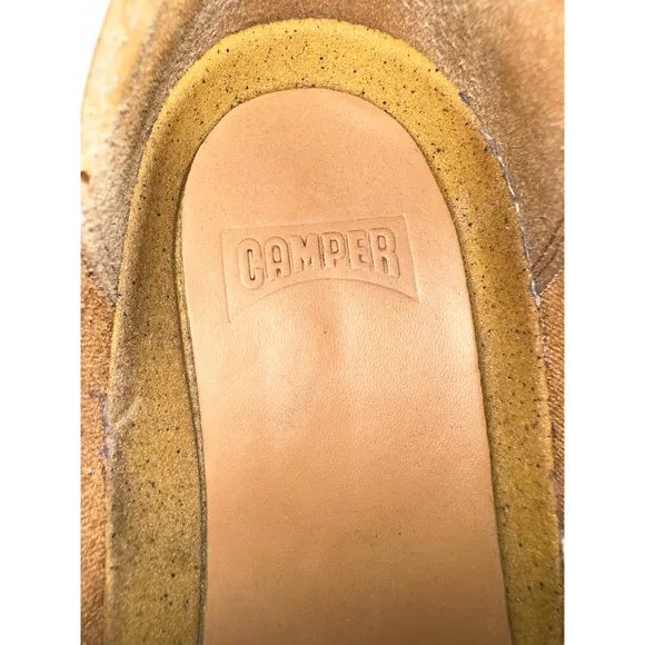 Camper Platform Loafers Taylor Block Heel Leather Shoes Cream Blue Size 39