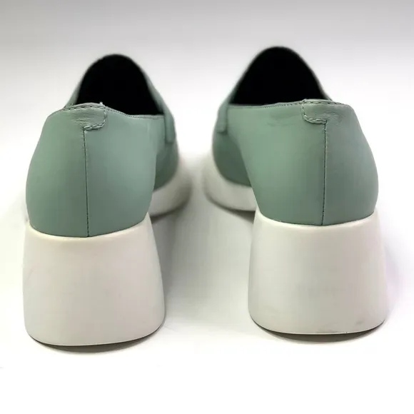 Camper Trisha heeled loafers rubberized leather seafoam green new without box 36