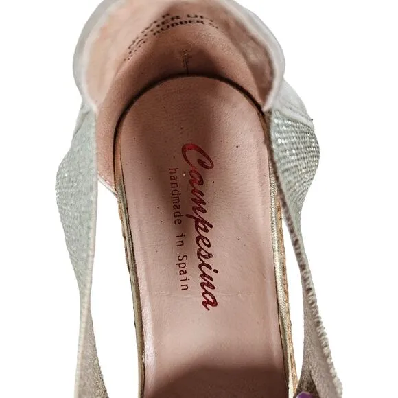 Campesina Womens 7.5 Gold Sandals Suede Espadrille Leather Upper Beach Footwear