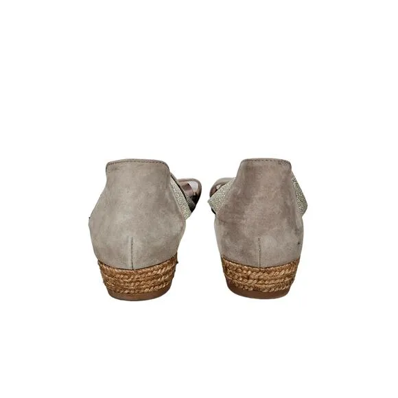Campesina Womens 7.5 Gold Sandals Suede Espadrille Leather Upper Beach Footwear