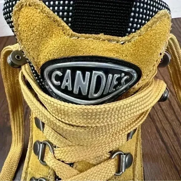 Candies Vintage “Rare” Lace Up Leather Hiking Boots Yellow Women’s Size 6