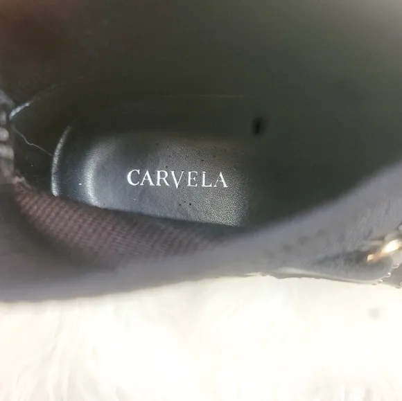 CARVELA THE KURT GEIGER LISTEN SLIP-ON KNITTED UPPER WITH LEATHER PANELS SZ 8