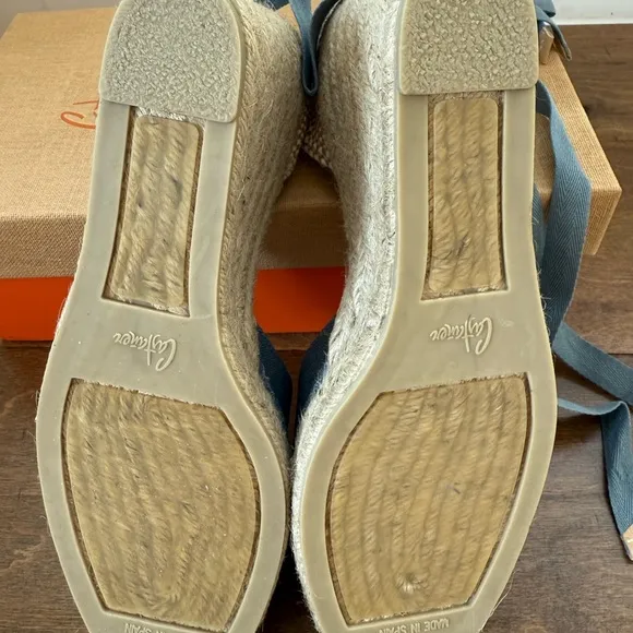 Castaner Blue and Cream Espadrille Wedges