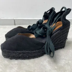 Castaner Women's Black Espadrilles Carina Wedges Strappy Sandals Shoes Size 41