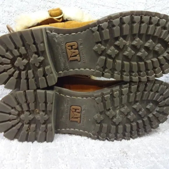 CAT Caterpillar Womens Size 9 W Brown Leather Shearling Trappers Boots P304409