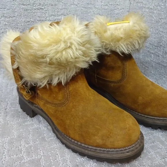 CAT Caterpillar Womens Size 9 W Brown Leather Shearling Trappers Boots P304409