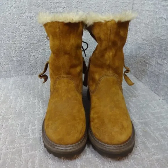 CAT Caterpillar Womens Size 9 W Brown Leather Shearling Trappers Boots P304409