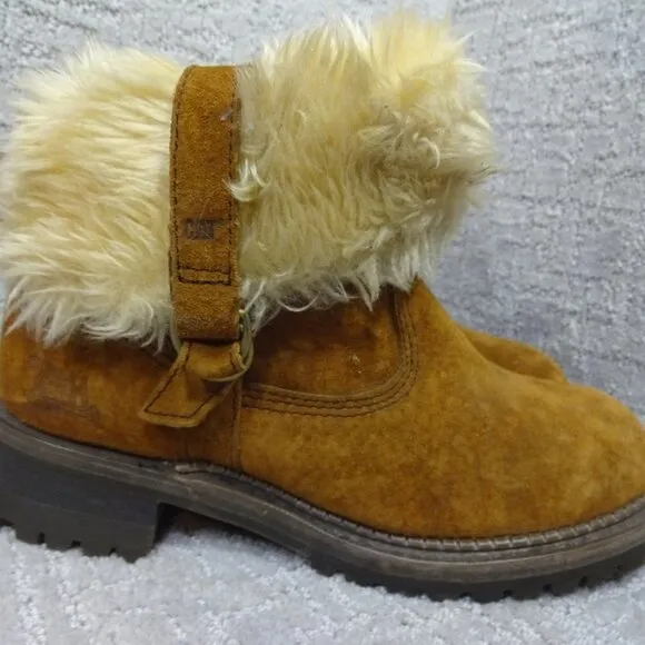 CAT Caterpillar Womens Size 9 W Brown Leather Shearling Trappers Boots P304409