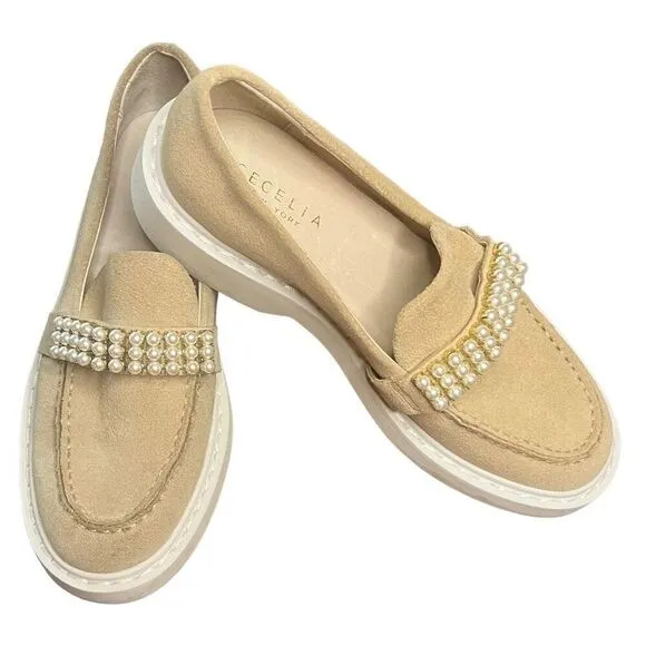 Cecelia New York Rita Platform Loafers in Biege NWOB Size 6