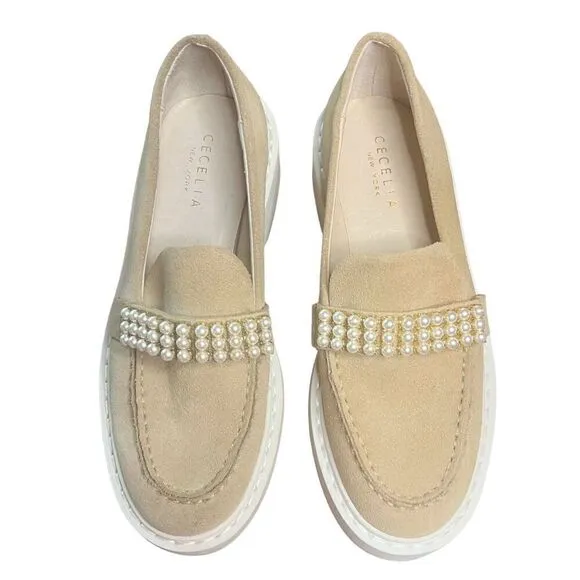 Cecelia New York Rita Platform Loafers in Biege NWOB Size 6
