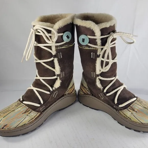 CHACO Belyn Baa Vibram Nurl Brown Shearling Winter Boots Size 7 Women