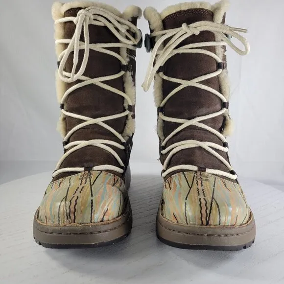 CHACO Belyn Baa Vibram Nurl Brown Shearling Winter Boots Size 7 Women