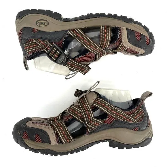 Chaco Men's brown canvas water Outcross sandals closed toe (8.5)
