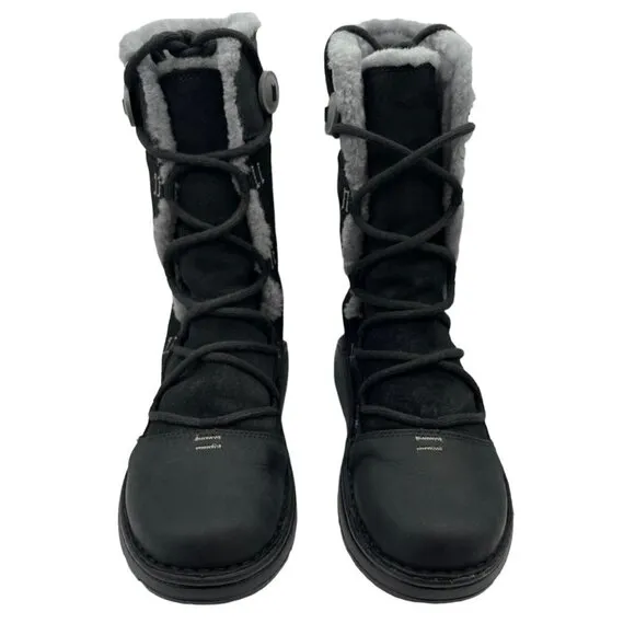 Chaco Women's Belyn Baa Nurl Vibram Leather Winter Boots Size 7.5 in Black