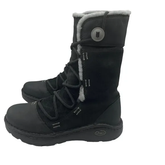Chaco Women's Belyn Baa Nurl Vibram Leather Winter Boots Size 7.5 in Black