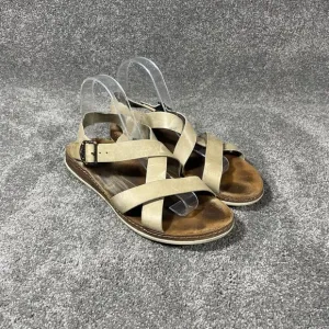 Chaco Womens Wayfarer Sandal Sz 9 Beige Tan Leather Strappy Outdoor Travel Shoe