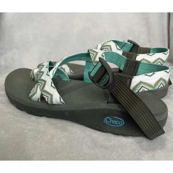 Chaco Women's Z/2 Cloud Strappy Sandals Green White Toe Loop Water Shoes Size 9