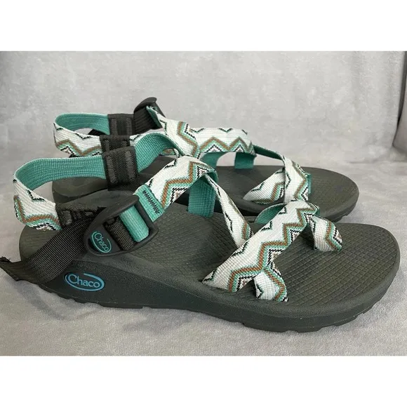 Chaco Women's Z/2 Cloud Strappy Sandals Green White Toe Loop Water Shoes Size 9