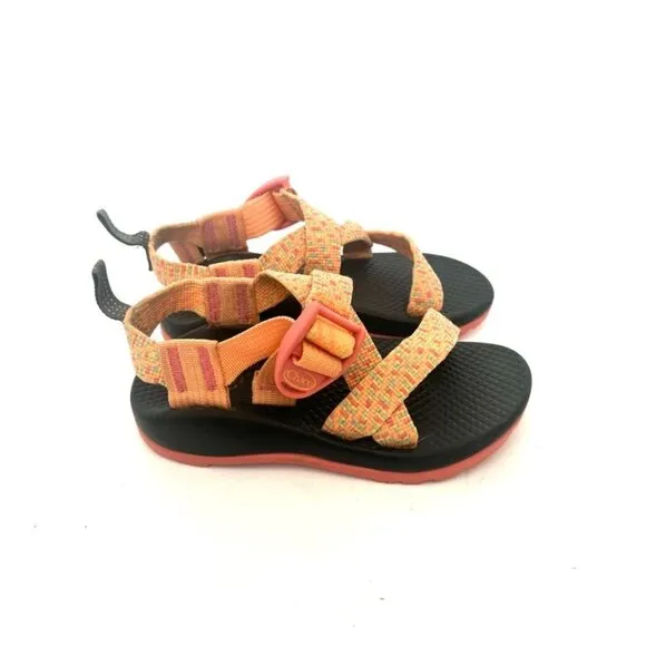 Chaco Z1 EcoTread Sandals Water Trail Kids Sz 10 youth Black Orange Girls Boys