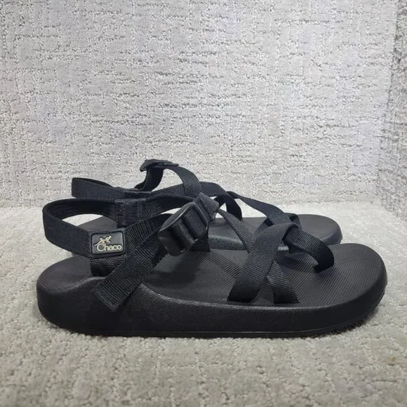 Chaco Z/Cloud Men's Size US 10 Black Solid Multi Strap Banded Hiking Sandals