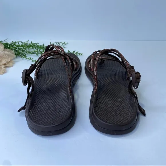 Chaco Zong X Ecotread Brown Stitch Double Strap Slide Sandals Size 9M