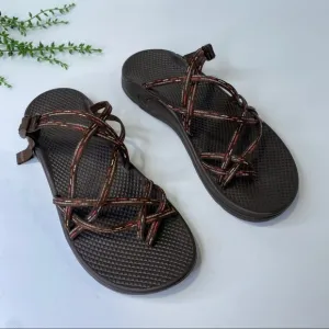 Chaco Zong X Ecotread Brown Stitch Double Strap Slide Sandals Size 9M