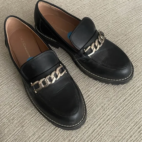 Chain Link Modern Grunge Rock Goth School Gold Minimalist Chic Slippers Loafers