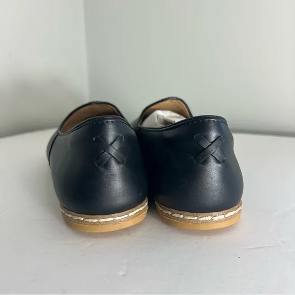 Charix Womens Classic Black Slip On Loafers Shoes Leather Flats  Size 11