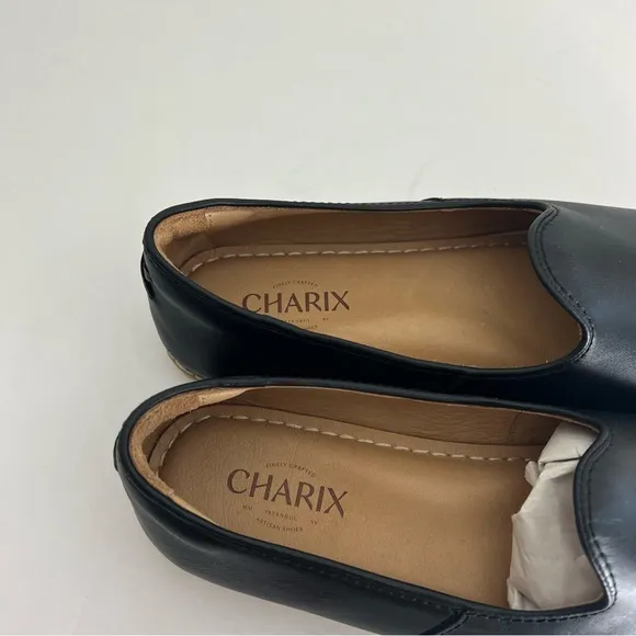 Charix Womens Classic Black Slip On Loafers Shoes Leather Flats  Size 11