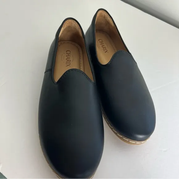 Charix Womens Classic Black Slip On Loafers Shoes Leather Flats  Size 11
