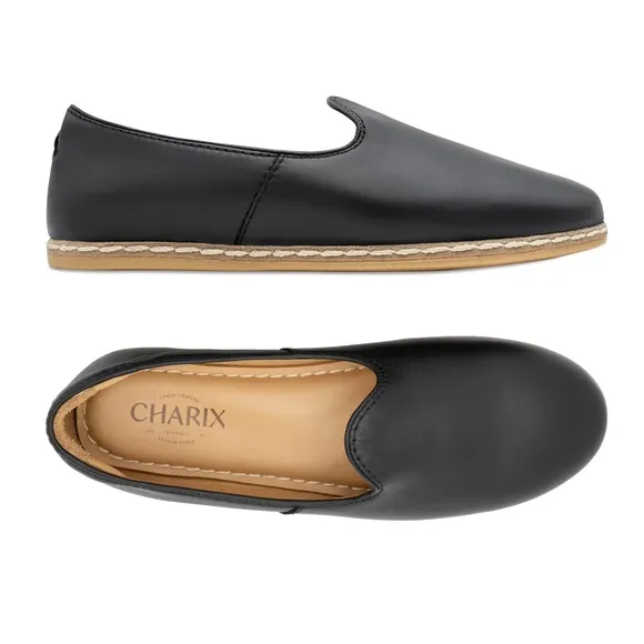 Charix Womens Classic Black Slip On Loafers Shoes Leather Flats  Size 11
