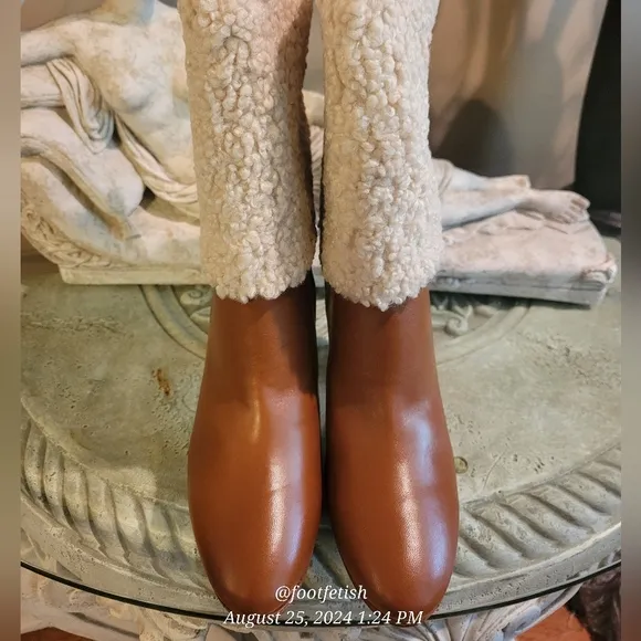 Charles David Nella Faux Shearling &amp; Leather Booties Heeled Designer Boots #4