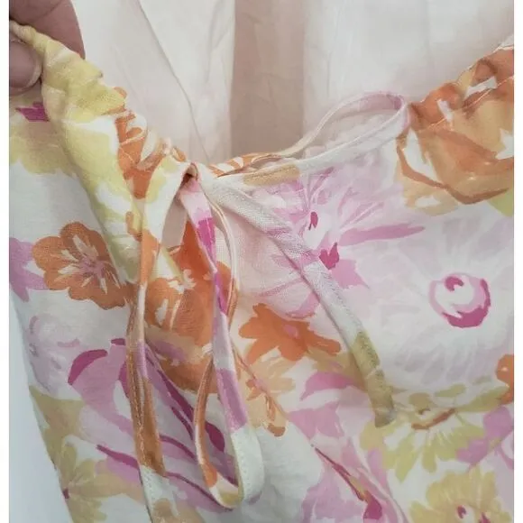 Charlie Holiday Maple Dress Summertime Floral Linen Blend Sz XS Beachy‎ Resort
