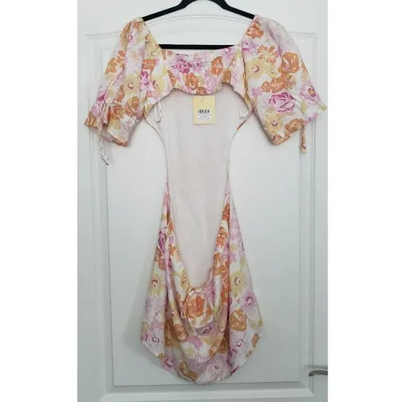 Charlie Holiday Maple Dress Summertime Floral Linen Blend Sz XS Beachy‎ Resort