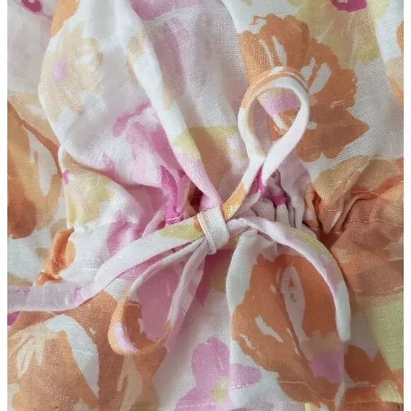 Charlie Holiday Maple Dress Summertime Floral Linen Blend Sz XS Beachy‎ Resort