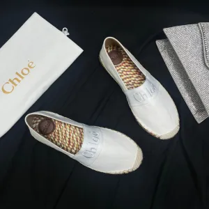 CHLOÉ WOVEN LOAFER IN WHITE DENIM AND COLORFUL RAFFIA