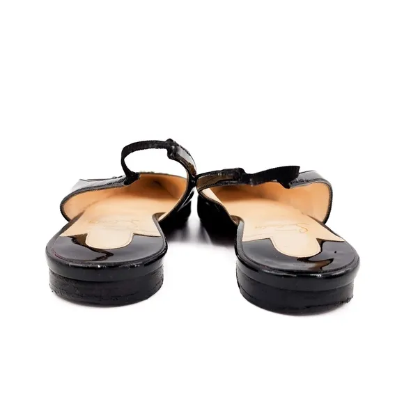 Christian Louboutin Black Slingback Studded Spike Pointed Toe Flats EU 36.5
