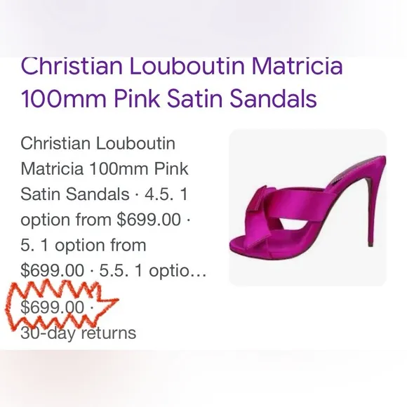 Christian Louboutin Matricia Pink Satin Sandals