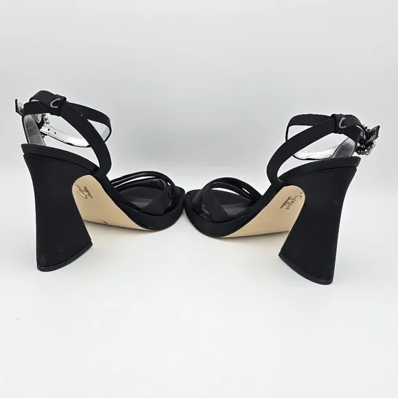 Circus NY by Sam Edelman Haidyn Heeled Sandals, Black With Silver Jeweled Buckle