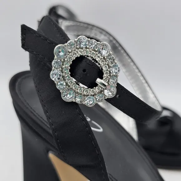 Circus NY by Sam Edelman Haidyn Heeled Sandals, Black With Silver Jeweled Buckle