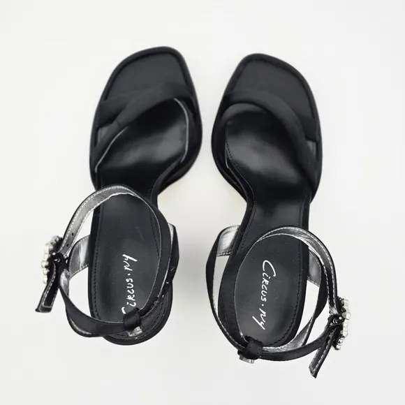 Circus NY by Sam Edelman Haidyn Heeled Sandals, Black With Silver Jeweled Buckle