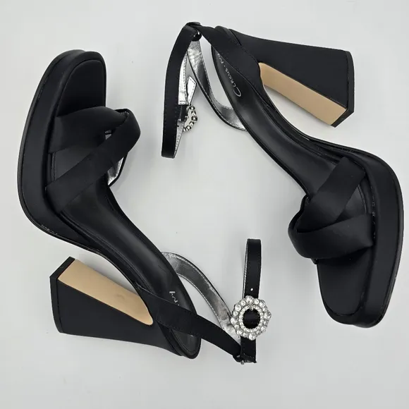 Circus NY by Sam Edelman Haidyn Heeled Sandals, Black With Silver Jeweled Buckle